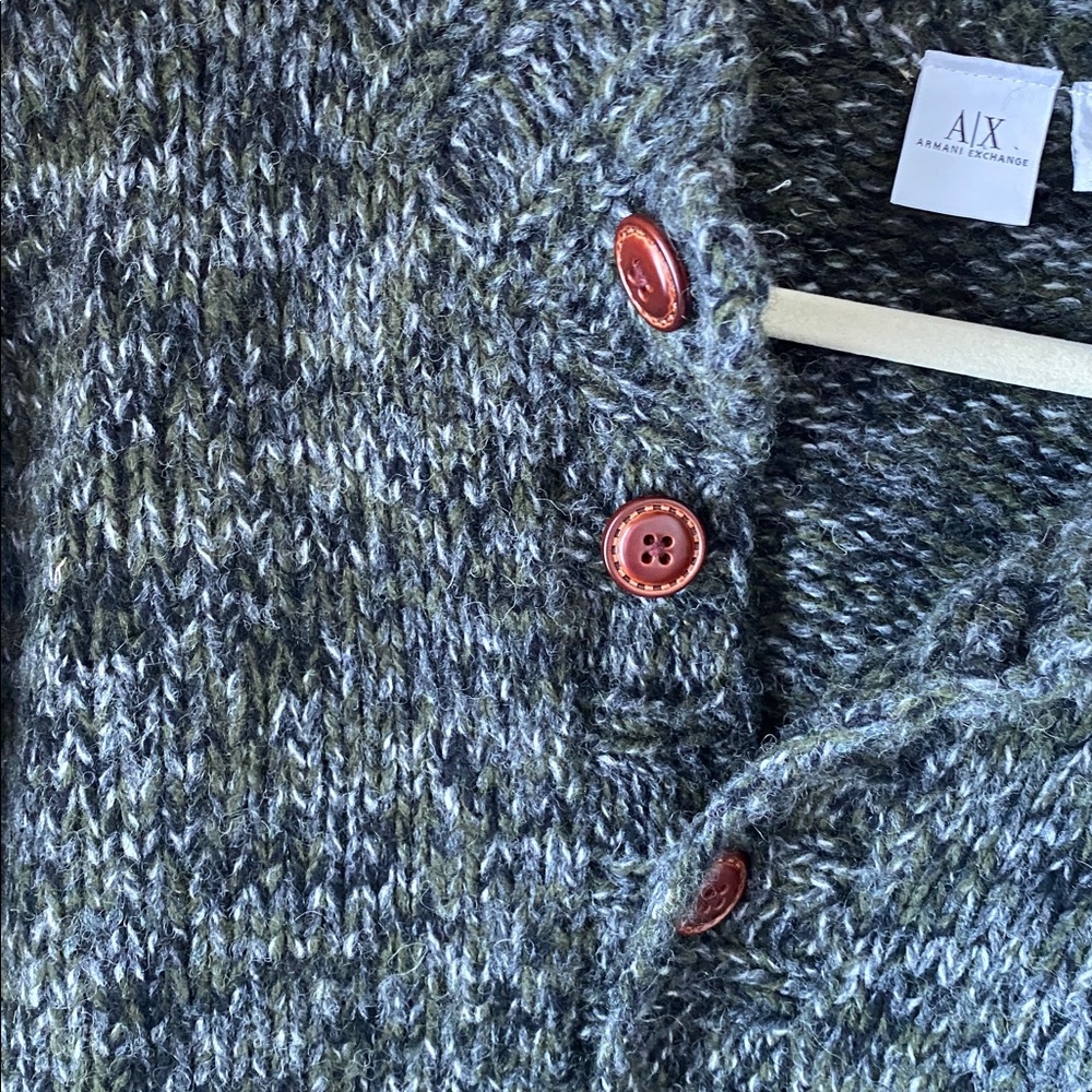 Armani Exchange Green and Gray Wool Knit cardigan size L - Picture 8 of 12